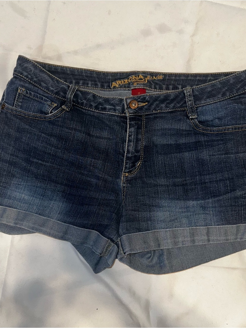 Arizona Jean Company Dark Wash Denim Jean Shorts Womens Plus Size 16 Blue